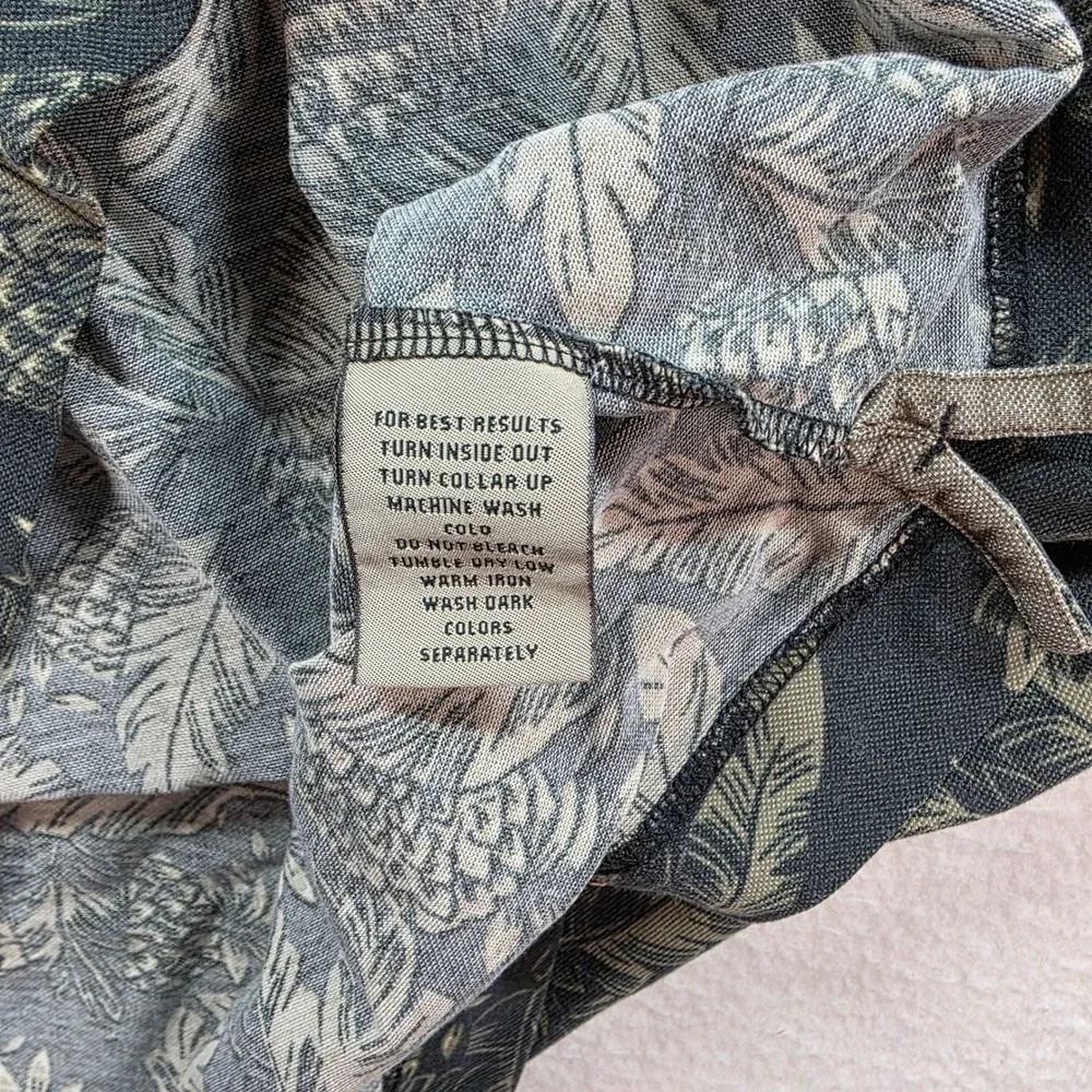 Cutter & Buck Mens Large‎ Gray Pineapple Palm Leaf Print Cotton Blend Polo Shirt